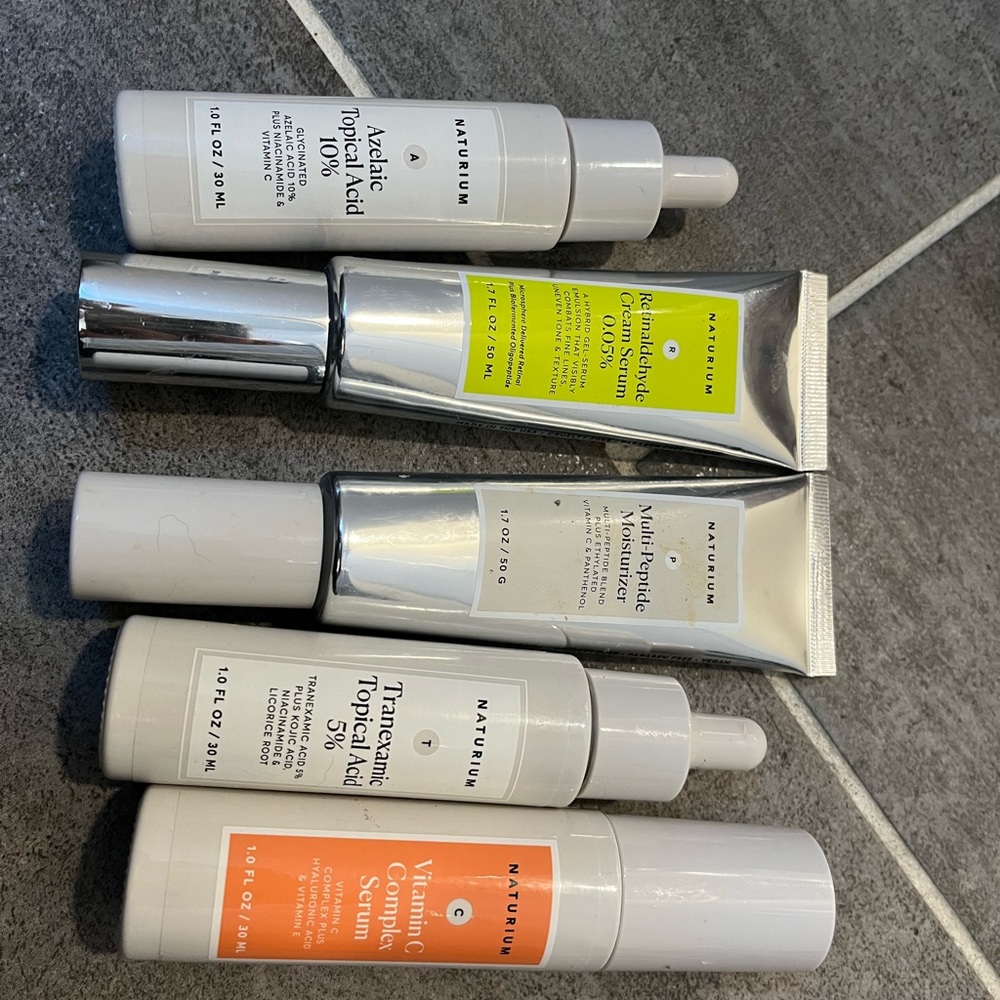 naturium skincare set of five items all used once